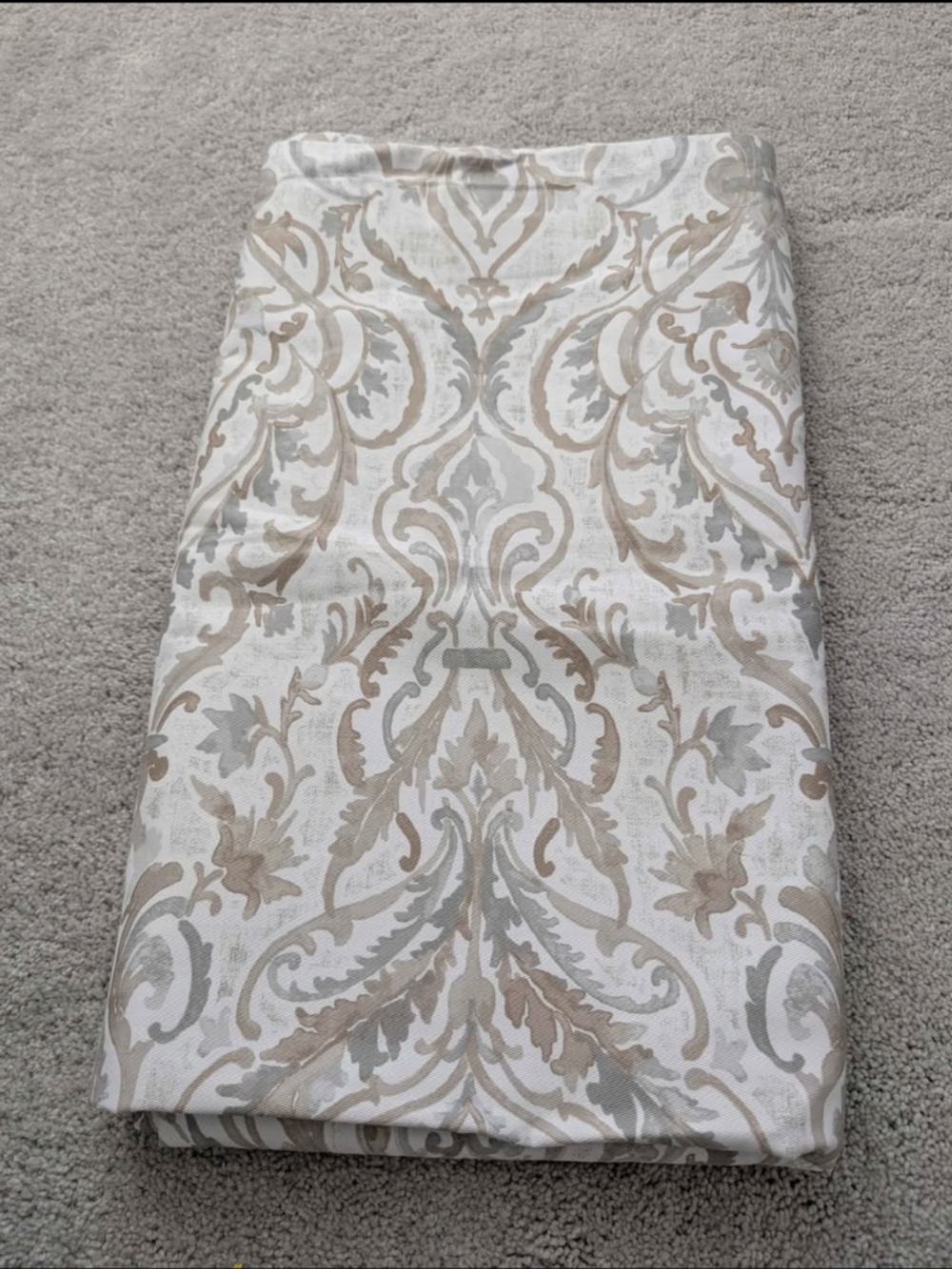 Beige and Gray Damask Shower Curtain - Picture 2 of 3